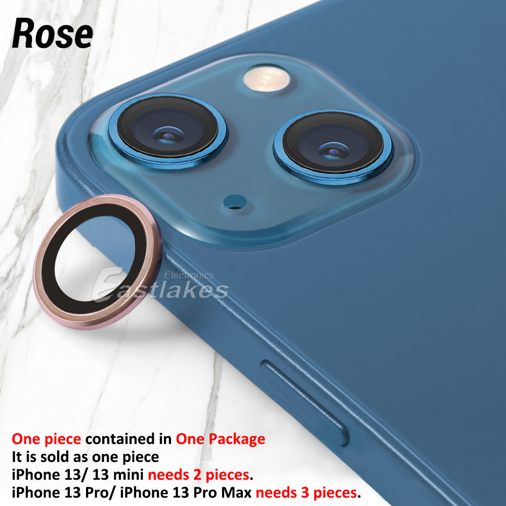 Apple iPhone 14 13 Series Metal Camera Lens Tempered Glass Protector Rose - Eastlakes Electronics